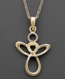 Celestial and chic. Giani Bernini's cut-out angel pendant makes the perfect gift of protection. Crafted in 24k gold over sterling silver. Approximate length: 18 inches. Approximate drop: 1 inch. Celestial and chic. Giani Bernini's cut-out angel pendant makes the perfect gift of protection. Crafted in 24k gold over sterling silver. Approximate length: 18 inches. Approximate drop: 1 inch.
