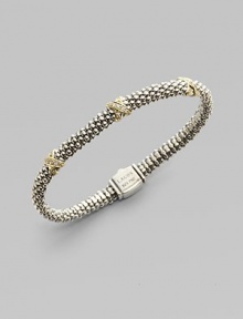 From the X Collection. A beautifully textured piece accented with three Xs in dazzling diamonds and rich gold. Diamonds, 0.2085 tcw Sterling silver 18K gold Signature box clasp closure Diameter, about 2¼ Imported From the X Collection. A beautifully textured piece accented with three Xs in dazzling diamonds and rich gold. Diamonds, 0.2085 tcw Sterling silver 18K gold Signature box clasp closure Diameter, about 2¼ Imported