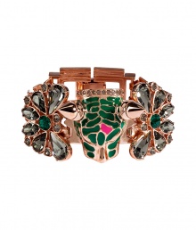 With a bold look and colorful panther head, Mawis crystal embellished bracelet lends a polish of hard-edge elegance to every outfit - Green and pink detailed panther head, rose gold-plated brass - Wear with everything from jeans and tees to cocktail frocks and heels With a bold look and colorful panther head, Mawis crystal embellished bracelet lends a polish of hard-edge elegance to every outfit - Green and pink detailed panther head, rose gold-plated brass - Wear with everything from jeans and tees to cocktail frocks and heels