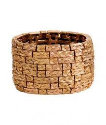 Channel the sophisticated side of the seventies with this chic cuff from cult-favorite Parisian jewelry designer Philippe Audibert - Slip-on cuff with gold-tone stacked braid-detailed inlay - Style with a blouse and slim jeans for day and a sleek cocktail dress for evening