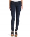 Trade-in your standard skinny jeans for a pair of dark wash jeggings that sports an awesome streaked print! From Levi's.