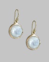 From the Lollipop Collection. Lustrous mother-of-pearl drops, richly faceted and gracefully set in 18k yellow gold. Mother-of-pearl 18k yellow gold Drop, about 1 Diameter, about ½ Ear wire Imported