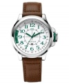 Unexpected green accents lend a handsome touch to this leather watch from Tommy Hilfiger.