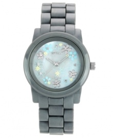 Give back to Mother Earth with this floral-topped, eco-friendly timepiece from Sprout. Made from natural materials, like corn resin and conflict-free diamonds, take the time to stop and smell the flowers. Give back to Mother Earth with this floral-topped, eco-friendly timepiece from Sprout. Made from natural materials, like corn resin and conflict-free diamonds, take the time to stop and smell the flowers.