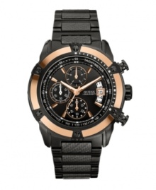 Kick into high gear with this robust chronograph watch by GUESS.