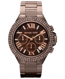An energetic Camille collection timepiece in espresso shades from Michael Kors. An energetic Camille collection timepiece in espresso shades from Michael Kors.