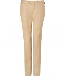 A neutral hue covers these ultra-elegant dandyish suit pants from Neil Barrett - Button tab waist, belt loops, off-seam pockets, back welt pockets with button, super slim leg with crease detail - Wear with a cashmere sweater or striped button down and a matching blazer A neutral hue covers these ultra-elegant dandyish suit pants from Neil Barrett - Button tab waist, belt loops, off-seam pockets, back welt pockets with button, super slim leg with crease detail - Wear with a cashmere sweater or striped button down and a matching blazer