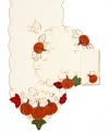 Get festive for fall with Pumpkin Patch napkins from Homewear. Embroidered vines and applique squash with a soft suede finish accent durable ivory linens for seasonal entertaining. (Clearance)