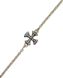 Crossover appeal. This necklace, set in 14k gold over sterling silver and oxidized sterling silver, shines with cubic zirconia accents. Approximate length: 7-1/2 inches. Approximate charm size: 1/2 inch. Crossover appeal. This necklace, set in 14k gold over sterling silver and oxidized sterling silver, shines with cubic zirconia accents. Approximate length: 7-1/2 inches. Approximate charm size: 1/2 inch.