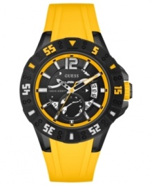 Sport some bold color this season with this masculine athletic watch from GUESS. Sport some bold color this season with this masculine athletic watch from GUESS.