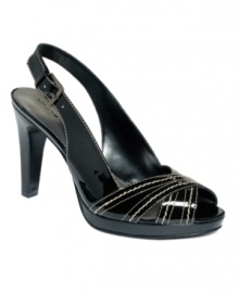 Ace an interview or seal the business deal. The Hired pumps by Bandolino assert your stylish confidence with a sophisticated peep toe and classic slingback strap. Ace an interview or seal the business deal. The Hired pumps by Bandolino assert your stylish confidence with a sophisticated peep toe and classic slingback strap.