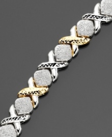 X's and O's of 14k gold over sterling silver and sterling silver create a romantic mood on this fine bracelet. Approximate length: 7-1/2 inches. X's and O's of 14k gold over sterling silver and sterling silver create a romantic mood on this fine bracelet. Approximate length: 7-1/2 inches.