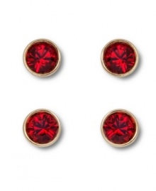 Well red: A stunning shade of scarlet lets this stud earrings set from Swarovski steal the show! Crafted with Siam crystals, one pair is set in silver tone mixed metal, while the other comes in gold tone mixed metal. Approximate diameter: 2/10 inch. Well red: A stunning shade of scarlet lets this stud earrings set from Swarovski steal the show! Crafted with Siam crystals, one pair is set in silver tone mixed metal, while the other comes in gold tone mixed metal. Approximate diameter: 2/10 inch.