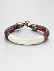 A glossy design with enamel covered rope for a truly unique style. RopeEnamelLength, about 7¼Metal hook clasp closureMade in USA A glossy design with enamel covered rope for a truly unique style. RopeEnamelLength, about 7¼Metal hook clasp closureMade in USA