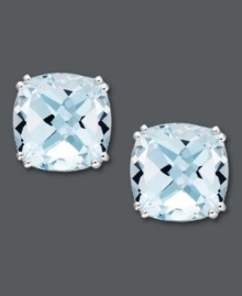 Add a splash. Cushion-cut blue topaz (9-1/2 ct. t.w.) set in 14k white gold adds just the right touch of color to your look. Approximate diameter: 2/5 inch.