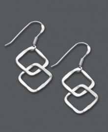 Playful shapes in shimmering silver add just the right touch. Studio Silver's delicate design features two interlocking squares set in polished sterling silver. Approximate drop: 1-1/2 inches. Playful shapes in shimmering silver add just the right touch. Studio Silver's delicate design features two interlocking squares set in polished sterling silver. Approximate drop: 1-1/2 inches.