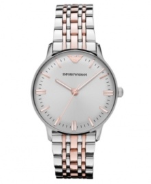 Feminine accents lend a lovely touch to this classic steel watch from Emporio Armani.