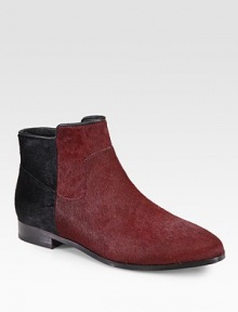 Have it both ways while wearing this two-tone silhouette of lush calf hair, with leather trim and a stacked heel. Stacked heel, 1 (25mm)Calf hair upper with leather trimSide zipLeather lining and solePadded insoleImported Have it both ways while wearing this two-tone silhouette of lush calf hair, with leather trim and a stacked heel. Stacked heel, 1 (25mm)Calf hair upper with leather trimSide zipLeather lining and solePadded insoleImported