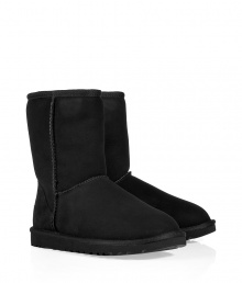 A true original and casually stylish go-to from Ugg, the classic black short boot is a perennial must - Crafted from twin-faced sheepskin and featuring exposed seams, reinforced heel, traction outsole and signature Ugg label - Fleece-lined for superior warmth and comfort - Shorter, mid-calf height ideal for wearing under or over pants - Truly versatile, perfect for pairing with everything from skinny jeans to yoga pants to miniskirts A true original and casually stylish go-to from Ugg, the classic black short boot is a perennial must - Crafted from twin-faced sheepskin and featuring exposed seams, reinforced heel, traction outsole and signature Ugg label - Fleece-lined for superior warmth and comfort - Shorter, mid-calf height ideal for wearing under or over pants - Truly versatile, perfect for pairing with everything from skinny jeans to yoga pants to miniskirts
