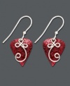 Channel your inner hippie chick with these unique teardrops by Jody Coyote. Crafted in sterling silver, earrings feature a red patina brass teardrop with swirling silver accents and beads. Approximate drop: 1-1/8 inches.