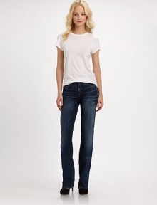 Flattering bootcut jeans in an everyday, slightly faded wash that pairs perfectly with a basic tee and your favorite blazer. THE FITHigh rise, about 8Inseam, about 35THE DETAILSZip flyFive-pocket style98% cotton/2% polyurethaneMachine washImportedModel shown is 5'9 (175cm) wearing US size 4. Flattering bootcut jeans in an everyday, slightly faded wash that pairs perfectly with a basic tee and your favorite blazer. THE FITHigh rise, about 8Inseam, about 35THE DETAILSZip flyFive-pocket style98% cotton/2% polyurethaneMachine washImportedModel shown is 5'9 (175cm) wearing US size 4.