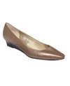 A flat fit for royalty. Adrienne Vittadini's Prince demi wedges are smooth and sleek with a small stacked wedge heel.