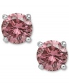 Perfection in pink. These sparkling stud earrings feature round-cut pink diamonds (1 ct. t.w.) in a four-prong setting of 14k white gold. Approximate diameter: 1/5 inch.