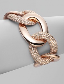 This dazzling style features alternating pavé glass stone and smooth links. Brass Toggle closure Length, about 7½ Imported This dazzling style features alternating pavé glass stone and smooth links. Brass Toggle closure Length, about 7½ Imported