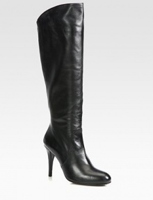 Sleek, soft nappa leather knee-high is given the added comfort of a stretch back inset for a perfect fit.Self-covered heel, 2¾ (65mm)Shaft, 14½Leg circumference, 13Leather upperLeather liningPadded insoleExclusive flexible rubber soleMade in Spain