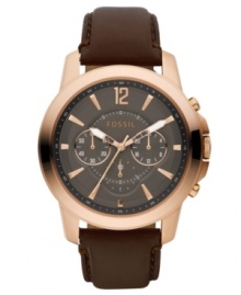 Never leave home without the timeless style and precision of this chronograph timepiece from Fossil. Never leave home without the timeless style and precision of this chronograph timepiece from Fossil.