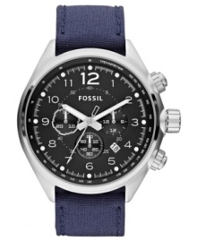 Spread your wings with this aeronautical inspired Flight watch from Fossil. With dark blues and precise chronograph tech. Spread your wings with this aeronautical inspired Flight watch from Fossil. With dark blues and precise chronograph tech.