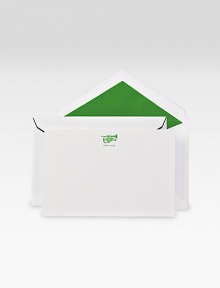 These statement-making cards, letter-pressed in green with French horn design and corresponding lined envelopes, are perfect for any occasion.Includes 10 cards and 10 hand-bordered lined envelopesBlank insideHigh-quality, Crane's lettra® fluorescent white cotton paperEach, about 4W X 6HMade in USA These statement-making cards, letter-pressed in green with French horn design and corresponding lined envelopes, are perfect for any occasion.Includes 10 cards and 10 hand-bordered lined envelopesBlank insideHigh-quality, Crane's lettra® fluorescent white cotton paperEach, about 4W X 6HMade in USA
