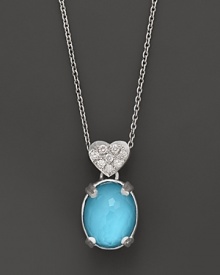 Lisa Nik Sterling Silver Ocean Oval Pendant Necklace with Diamonds, 18 Lisa Nik Sterling Silver Ocean Oval Pendant Necklace with Diamonds, 18