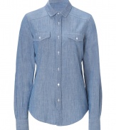 An essential style for spring, See by Chlo?s light denim shirt is a trend-right must - Classic collar, long sleeves, buttoned cuffs, buttoned chest pockets, button-down front, seamed yolk, shirttail hemline - Loosely tailored fit - Wear buttoned right up to the top for a sartorial-savvy look
