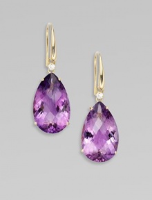 From the Ipanema Collection. Elegant faceted teardrops of richly colored amethyst, each accented with a radiant diamond.Diamonds, 0.16 tcwAmethyst18k yellow goldDrop, about 1Ear wireMade in Italy