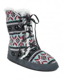 Muk Luks® Vintage Lace-Up booties are so comfortable and cozy, you'll feel as though you're wearing your favorite pair of slippers! With faux fur lining for extra warmth, they include a round-toe shape and flexible sole. Muk Luks® Vintage Lace-Up booties are so comfortable and cozy, you'll feel as though you're wearing your favorite pair of slippers! With faux fur lining for extra warmth, they include a round-toe shape and flexible sole.