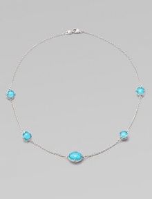 From the Contempo Collection. Faceted doublets of turquoise and clear crystal are gracefully spaced along a delicate sterling silver chain.Turquoise and clear crystal Sterling silver Length, about 17 Lobster clasp Imported
