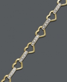 Wrap your wrists in links of love. This intricate bracelet by Victoria Townsend features open-cut hearts connected with sparkling diamond accents. Crafted in 18k gold over sterling silver. Approximate length: 7 inches. Wrap your wrists in links of love. This intricate bracelet by Victoria Townsend features open-cut hearts connected with sparkling diamond accents. Crafted in 18k gold over sterling silver. Approximate length: 7 inches.