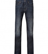 With a classic cut and dark denim wash, these jeans from Seven for All Mankind are a casual must-haven - Five-pocket styling, whiskering and fading, logo detailed back pockets - Classic cut straight leg - Style with pullovers and broken in lace-ups