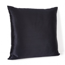A light, linear stitch motif on classic navy silk breathes sweet dreams into this HUGO BOSS decorative silk pillow. A light, linear stitch motif on classic navy silk breathes sweet dreams into this HUGO BOSS decorative silk pillow.