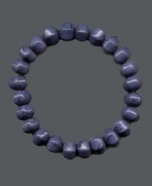 A chic, beaded look is perfect for any season. Avalonia Road's slip-on stretch bracelet features carved sodalite beads (10-11 mm). Bracelet stretches to fit the wrist. Approximate length: 7-1/2 inches. A chic, beaded look is perfect for any season. Avalonia Road's slip-on stretch bracelet features carved sodalite beads (10-11 mm). Bracelet stretches to fit the wrist. Approximate length: 7-1/2 inches.