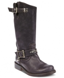 Let your true style shine through. Steve Madden's Fable boots have a round closed toe and thick buckle detail around the ankle and at the top of the shaft. Let your true style shine through. Steve Madden's Fable boots have a round closed toe and thick buckle detail around the ankle and at the top of the shaft.