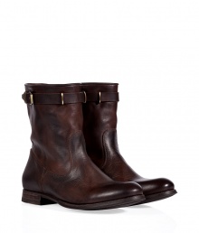 Add a kick of cool to your look with N.d.c.s chocolate leather boots, detailed with an oiled finish for that vintage, broken-in feel - Rounded toe, buckled strap, welt, stacked leather heel, pull-on style - Hits above the ankle - Wear with everything from jeans and pullovers to feminine dresses and leather jackets Add a kick of cool to your look with N.d.c.s chocolate leather boots, detailed with an oiled finish for that vintage, broken-in feel - Rounded toe, buckled strap, welt, stacked leather heel, pull-on style - Hits above the ankle - Wear with everything from jeans and pullovers to feminine dresses and leather jackets