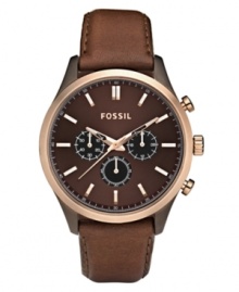 Warm and rustic, this watch by Fossil adds just the right touch of style. Warm and rustic, this watch by Fossil adds just the right touch of style.