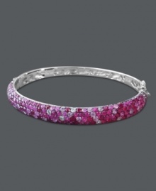 Flaunt a little femininity in Balissima by Effy Collection's flirtatious style. Round-cut sapphires (10-1/5 ct. t.w.) in every shade of pink standout against a sterling silver setting. Approximate diameter: 2-1/2 inches. Flaunt a little femininity in Balissima by Effy Collection's flirtatious style. Round-cut sapphires (10-1/5 ct. t.w.) in every shade of pink standout against a sterling silver setting. Approximate diameter: 2-1/2 inches.