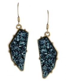 Simply dynamite. Chips of blue drusy create a dramatic effect on BCBGeneration's geometric drop earrings. Set in gold tone mixed metal on fishwire. Approximate drop: 2 inches. Simply dynamite. Chips of blue drusy create a dramatic effect on BCBGeneration's geometric drop earrings. Set in gold tone mixed metal on fishwire. Approximate drop: 2 inches.
