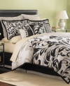 Modern elegance. In a chic, neutral palette, Martha Stewart Collection offers a look of contemporary beauty to your space with a graceful scroll motif in this Ink Scroll comforter set. Pair with the coordinating decorative pillow completer set for a truly exceptional presentation.