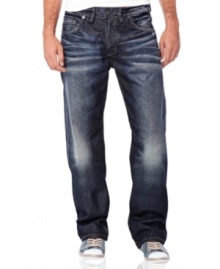 Set the record straight-these heavy washed jeans from Buffalo David Bitton are the easiest way to have great casual style. Set the record straight-these heavy washed jeans from Buffalo David Bitton are the easiest way to have great casual style.