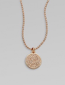 Add a little sparkle with this brilliant pavé rhinestone pendant on a ball link chain. Light peach rhinestonesRose goldtone brassLength, about 16Pendant size, about ½ Toggle closureImported 