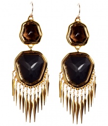 These glamorous earrings are an ultra-chic addition to any outfit - Stunning drop earrings with smoky quartz, onyx, and gold-plated fringe detailing -Style with elevated basics for day or with cocktail-ready attire for evening - Made by famous jewelry genius and celeb favorite Alexis Bittar